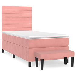 Foto van Vidaxl boxspring met matras fluweel roze 100x200 cm