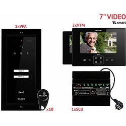 Foto van Bellcome smart 7 video-kit 2 familie complete set voor video-deurintercom kabelgebonden 14-delig zwart