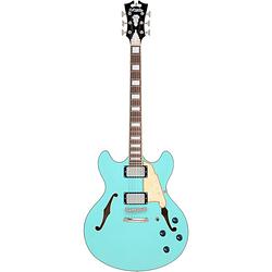 Foto van D'sangelico premier dc surf green semi-akoestische gitaar