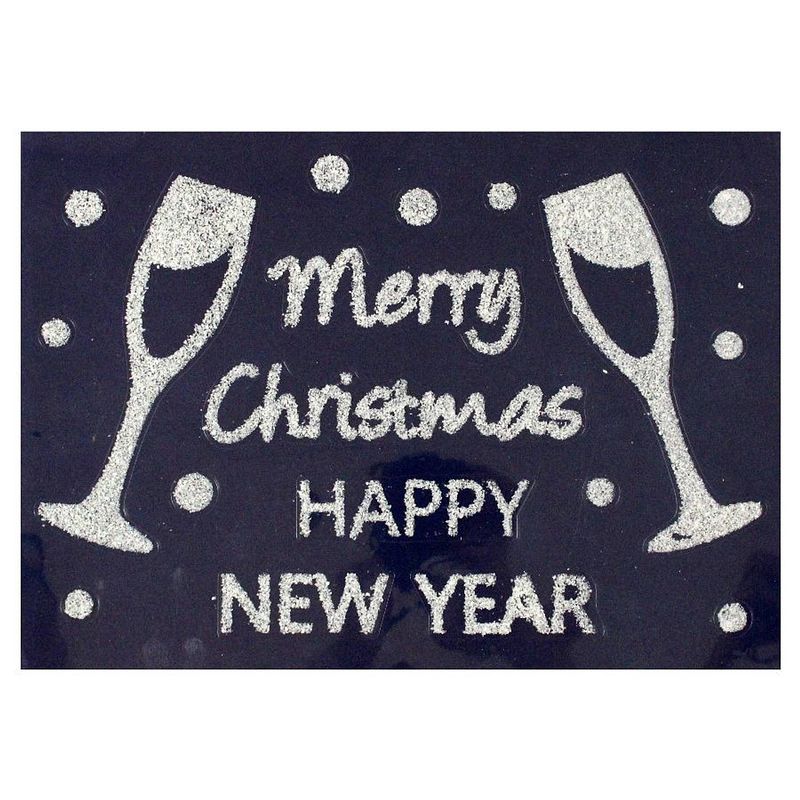 Foto van 1x stuks velletjes kerst glitter raamstickers merry christmas 28,5 x 40 cm - feeststickers