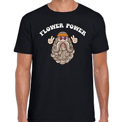 Foto van Toppers jaren 60 flower power verkleed shirt zwart met hippie heren l - feestshirts