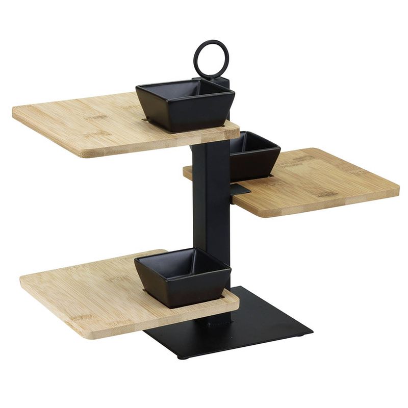 Foto van Bamboe serveerplateau/etagere 3 laags 26 cm - etageres