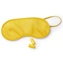 Foto van Slaapmasker geel met oordoppen - verduisterend travel masker