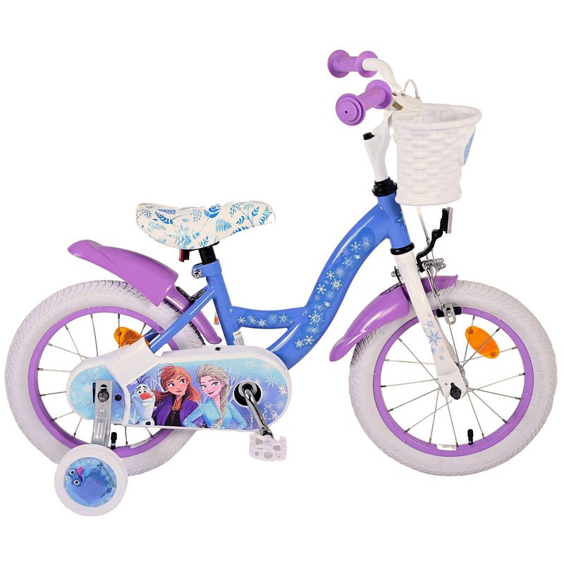 Foto van Disney meisjesfiets frozen ii 14 inch 25 cm meisjes terugtraprem blauw/paars