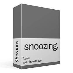 Foto van Snoozing - flanel - split-hoeslaken - lits-jumeaux - 180x200 cm - antraciet