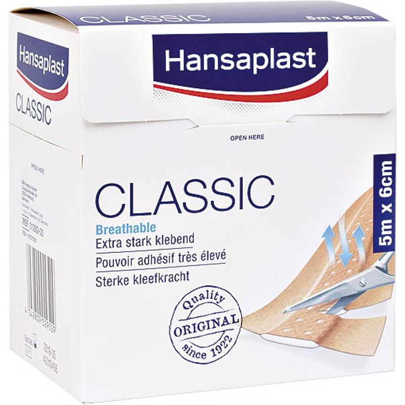 Foto van Hansaplast kb.t4107.001 hansaplast classic standaard pleister 5 m x 6 cm