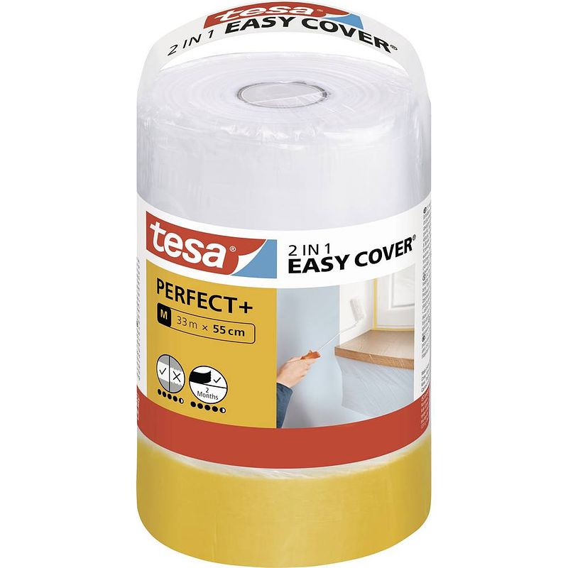 Foto van Tesa easy cover perfect+ 56593-00000-00 afdekfolie geel, transparant (l x b) 33 m x 550 mm 1 set(s)