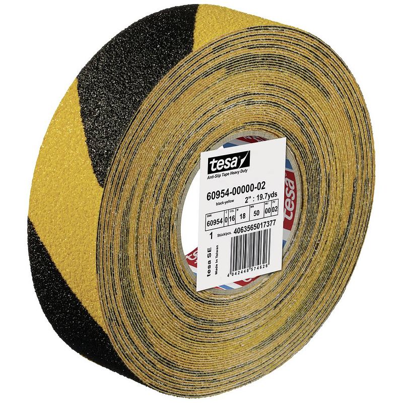 Foto van Tesa anti-rutsch 60954-00000-02 anti-sliptape tesa zwart/geel (l x b) 18 m x 50 mm 1 stuk(s)