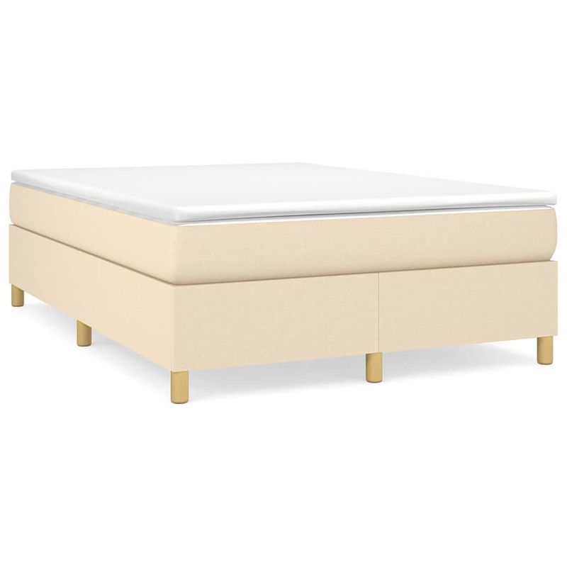 Foto van The living store boxspringframe stof crèmekleurig 140x190 cm - bed