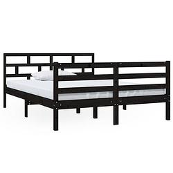 Foto van Vidaxl bedframe massief grenenhout zwart 140x190 cm