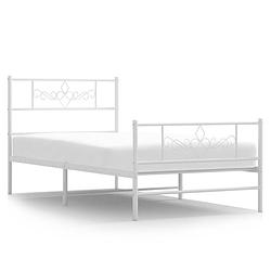 Foto van Vidaxl bedframe met hoofd- en voeteneinde metaal wit 90x190 cm