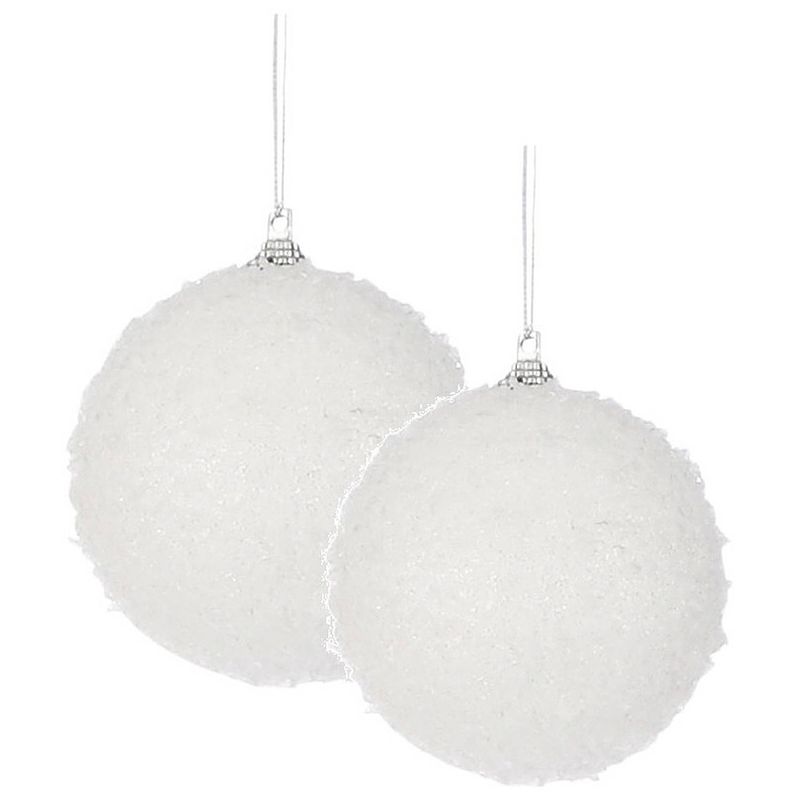 Foto van 36x stuks kerstversiering witte sneeuw effect kerstballen 5 en 7 cm - kerstbal