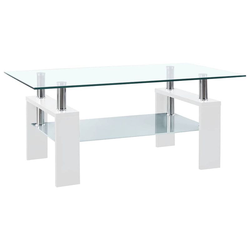 Foto van Vidaxl salontafel 95x55x40 cm gehard glas transparant en wit