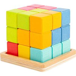 Foto van Small foot houten 3d tetris-kubuspuzzel junior 6 cm 8-delig