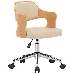 Foto van Vidaxl kantoorstoel draaibaar gebogen hout en kunstleer crème