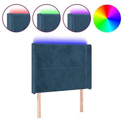 Foto van The living store hoofdbord led-donkerblauw - 93x16x118/128 cm - verstelbare hoogte - zacht fluweel - kleurrijke