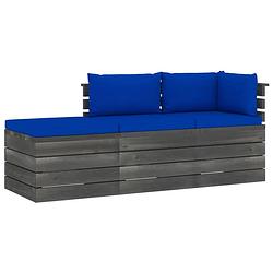 Foto van Infiori 3-delige loungeset met kussens pallet massief grenenhout