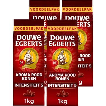 Foto van Douwe egberts aroma rood koffiebonen voordeelpak 4 x 1kg bij jumbo