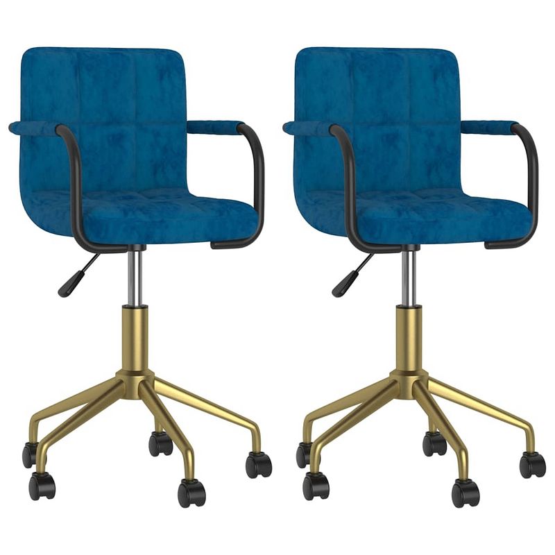 Foto van Vidaxl eetkamerstoelen draaibaar 2 st fluweel blauw