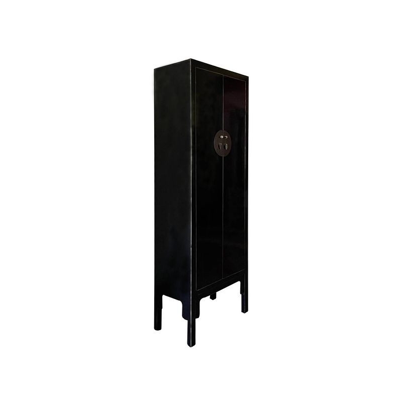 Foto van Ptmd adeline black elmwood cabinet high 2 doors