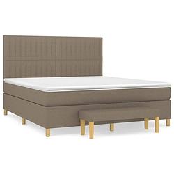 Foto van The living store boxspringbed - pocketvering - 180x200 cm - taupe - verstelbaar hoofdbord