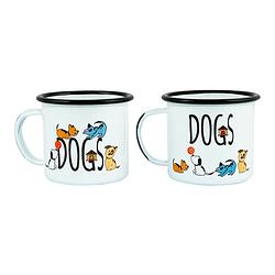 Foto van Biggdesign dogs emaille beker - emaille mok set - koffiebeker - koffiemok - 2 stuks - 350ml
