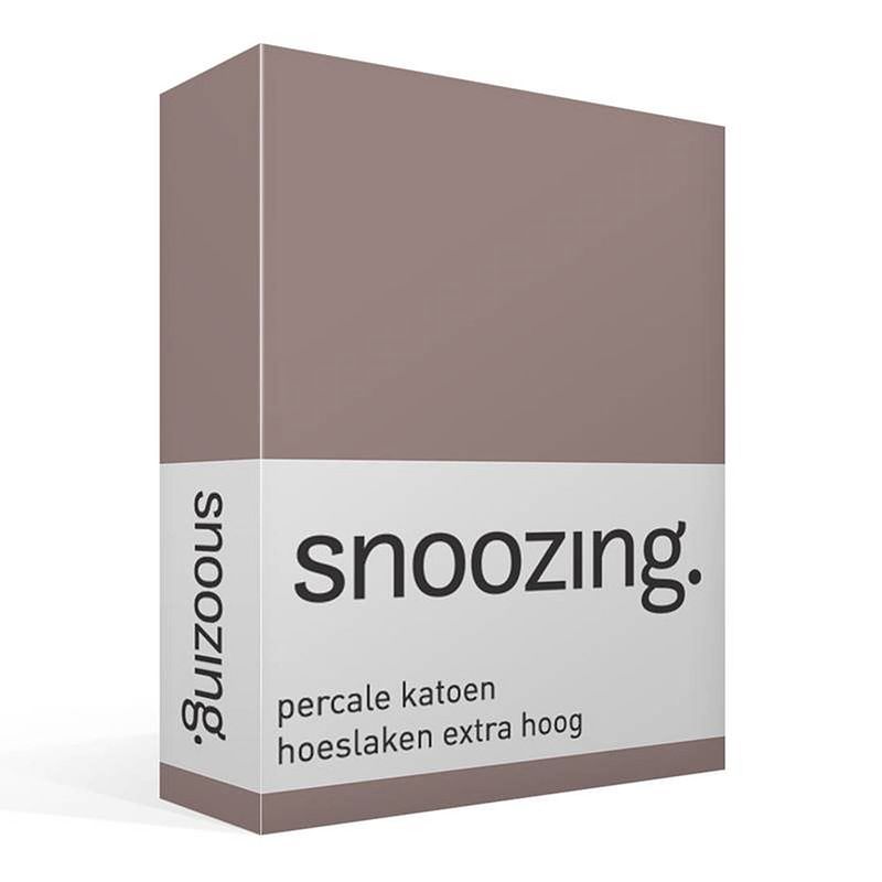 Foto van Snoozing - hoeslaken - percale katoen - extra hoog - 140x220 - taupe