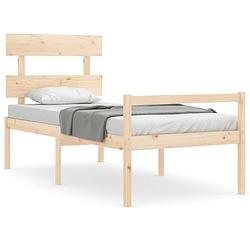 Foto van The living store massief grenenhouten bedframe - onbehandeld - bed - 105.5 x 81 cm - multiplex lattenbodem