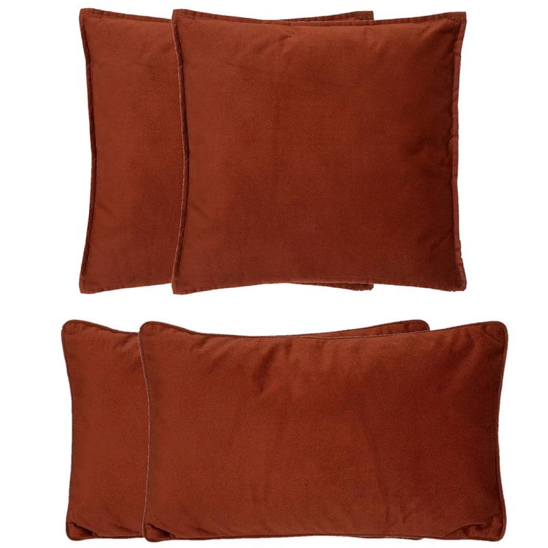 Foto van Atmosphera bank/sierkussens sophia - set 4x - terracotta - polyester - met rits - in 2 formaten - sierkussens