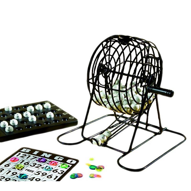 Foto van Longfield games stalen bingomolen set 13,5 cm zwart