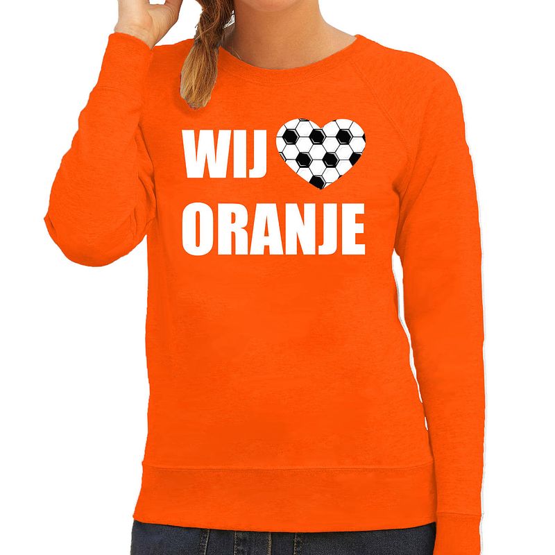 Foto van Oranje fan sweater / trui holland wij houden van oranje ek/ wk voor dames xs - feesttruien