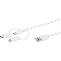 Foto van Vivanco usb-laadkabel usb 2.0 usb-a stekker, usb-c® stekker, apple lightning stekker, usb-micro-b stekker 1.00 m wit stekker past op beide manieren, met