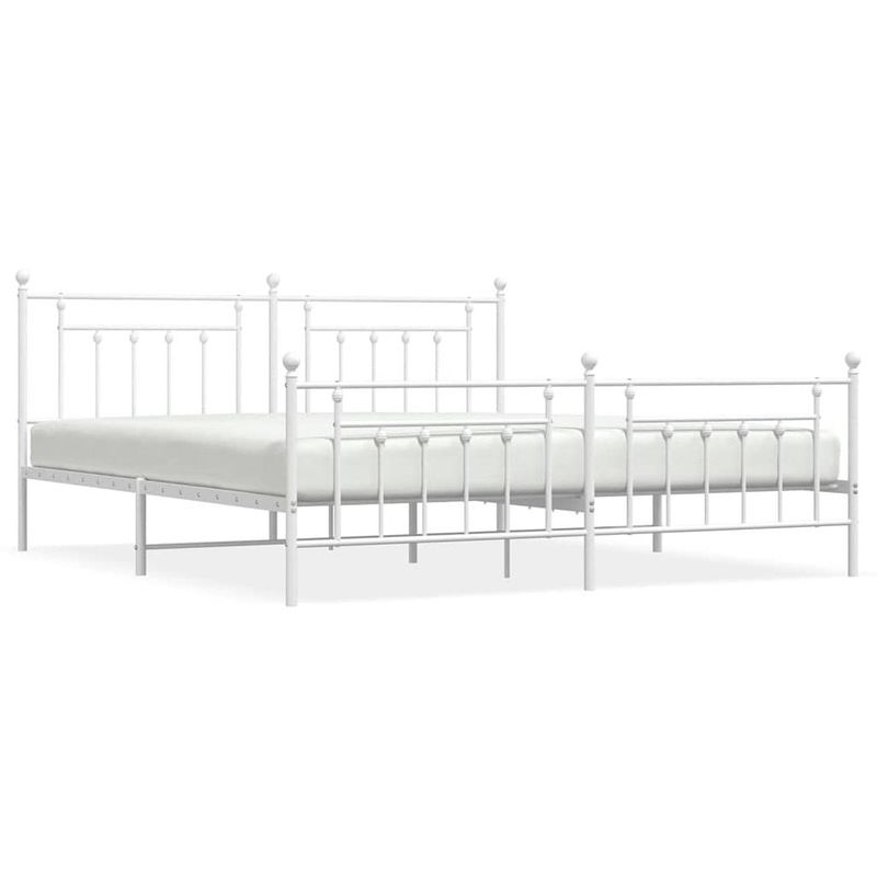 Foto van Vidaxl bedframe met hoofd- en voeteneinde metaal wit 193x203 cm