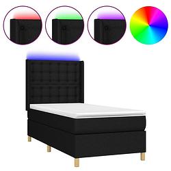 Foto van The living store boxspring bed - led - pocketvering matras - huidvriendelijke topmatras - zwart - 203x93x118/128 cm