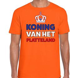 Foto van Oranje koningsdag t-shirt - koning van het platteland - voor heren 2xl - feestshirts