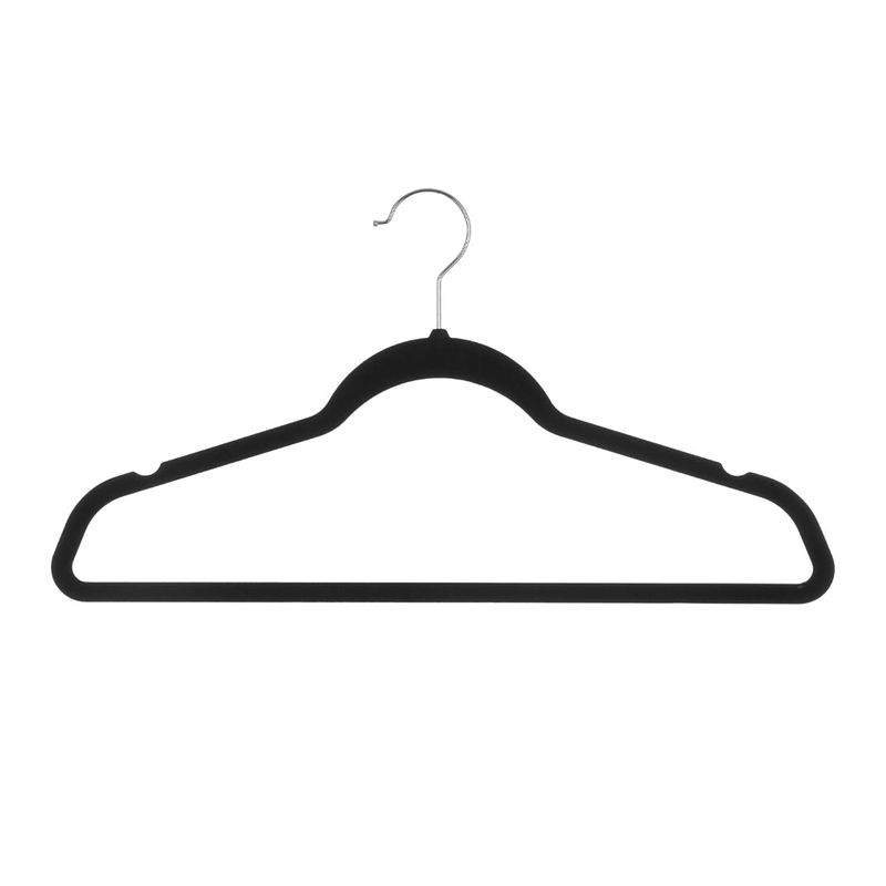 Foto van Nordix kledinghangers set 8 stuks - zwart - vilten - velvet - anti slip - kleerhangers