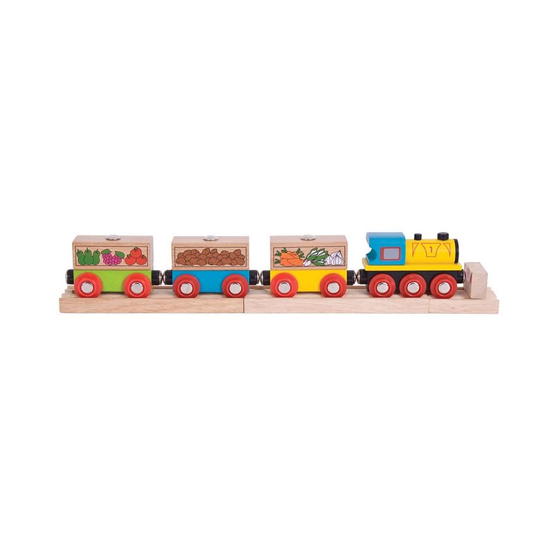 Foto van Bigjigs houten trein fruit- en groente - 31 cm