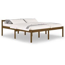 Foto van The living store houten bedframe - moderne slaapkamer - 180x200 cm - honingbruin