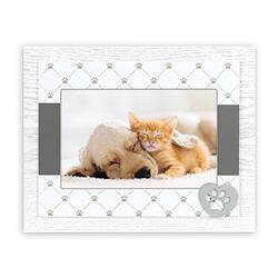 Foto van Houten fotolijstje wit/grijs met honden/katten pootje geschikt voor een foto van 10 x 15 cm - fotolijsten