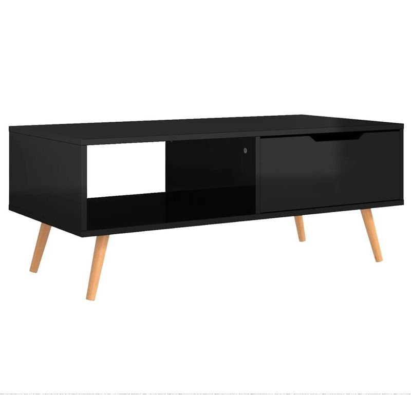 Foto van The living store salontafel - hoogglans zwart - 100 x 49.5 x 43 cm - spaanplaat