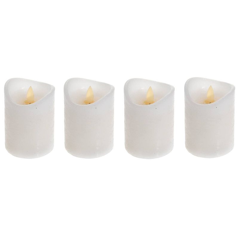 Foto van Set van 4x stuks led kaarsen/stompkaarsen wit met afstandsbediening - led kaarsen