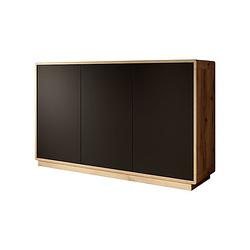 Foto van Meubella dressoir acuna - mat zwart - eiken - 160 cm