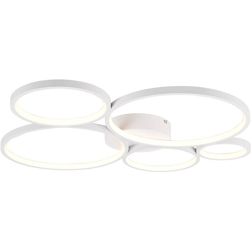 Foto van Led plafondlamp - trion rondy - 49w - warm wit 3000k - dimbaar - rond - mat wit - aluminium