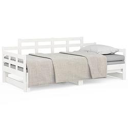 Foto van The living store slaapbank uitschuifbaar massief grenenhout wit 2x(90x200) cm - bed