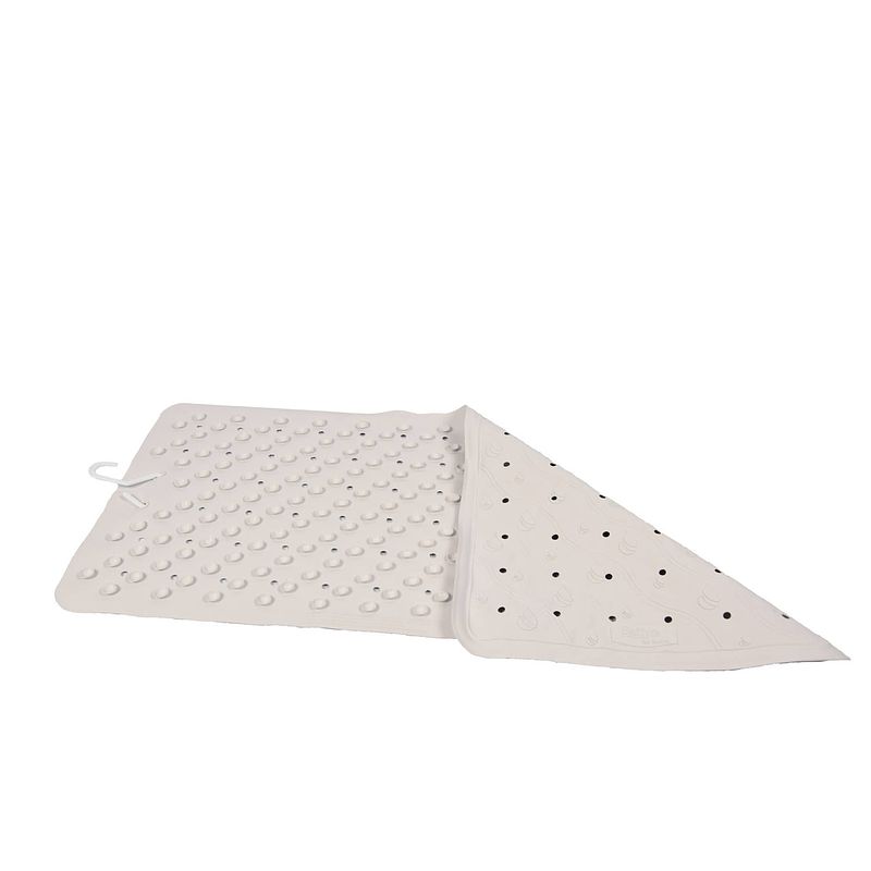 Foto van Badmat wit- 76 x 36 cm - antislip mat - voor bad en douche rubberen antislip douchemat - 36x76 cm kwaliteit wit