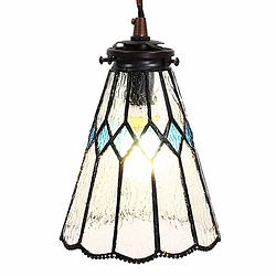 Foto van Haes deco - hanglamp tiffany transparant ø 15x115 cm e14/max 1x40w