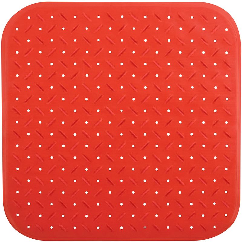 Foto van Msv douche/bad anti-slip mat badkamer - rubber - rood - 54 x 54 cm - badmatjes