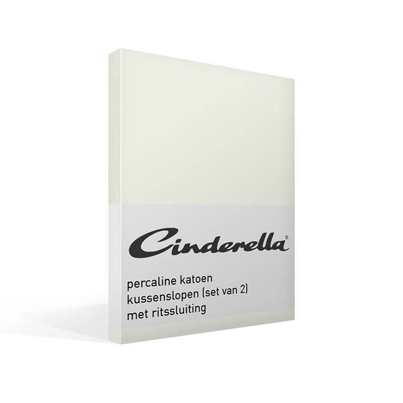 Foto van Cinderella basic percaline katoen kussenslopen (set van 2) - 100% percaline katoen - 40x80 cm - ivory