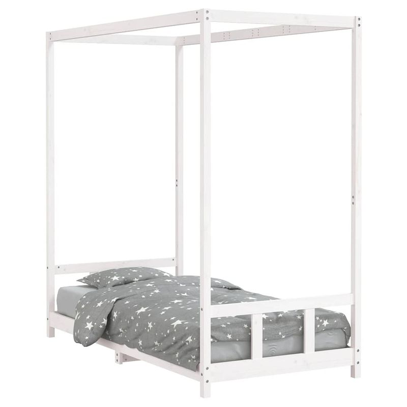 Foto van Vidaxl kinderbedframe 90x190 cm massief grenenhout wit