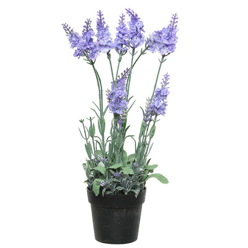 Foto van Lavendel kunstplant in pot - lila paars - d18 x h38 cm - kunstplanten